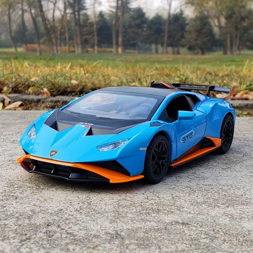 МояМашина 1:Масштабная модель Lamborghini Huracan STO из литого металла - Синяя Коллекционная фигурка и Декор для витрины