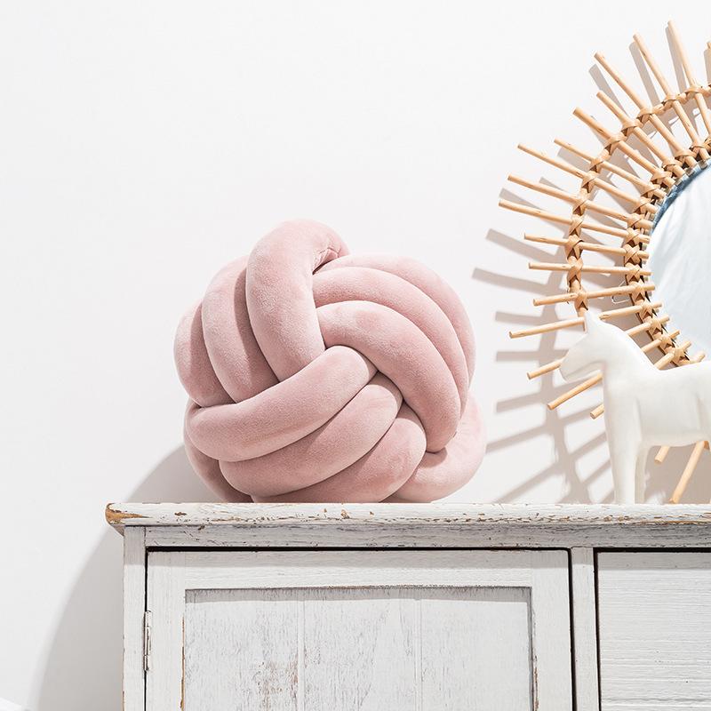 Три акции узел плюшевый мяч дизайн круглая декоративная подушка поясница спинка подушки домашний диван кровать украшения куклы игрушки для детей