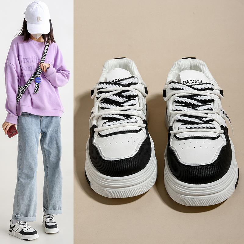 Маленькие белые туфли на толстой подошве в гонконгском стиле для женщин на весну и осень, дышащие, студенческие, цветные, спортивные туфли для сноуборда