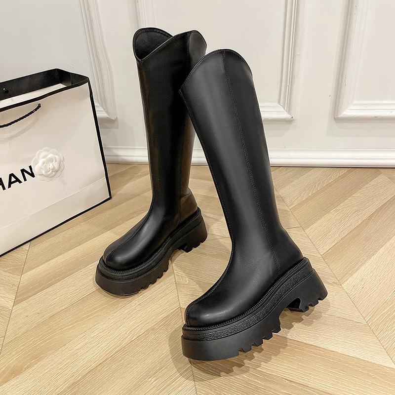 Fashion 2024 Winter New Round Headed Thick Bottom Waterproof Platform with Velvet Warmth Outer Wear Women Long Tube Boots Women's Boots