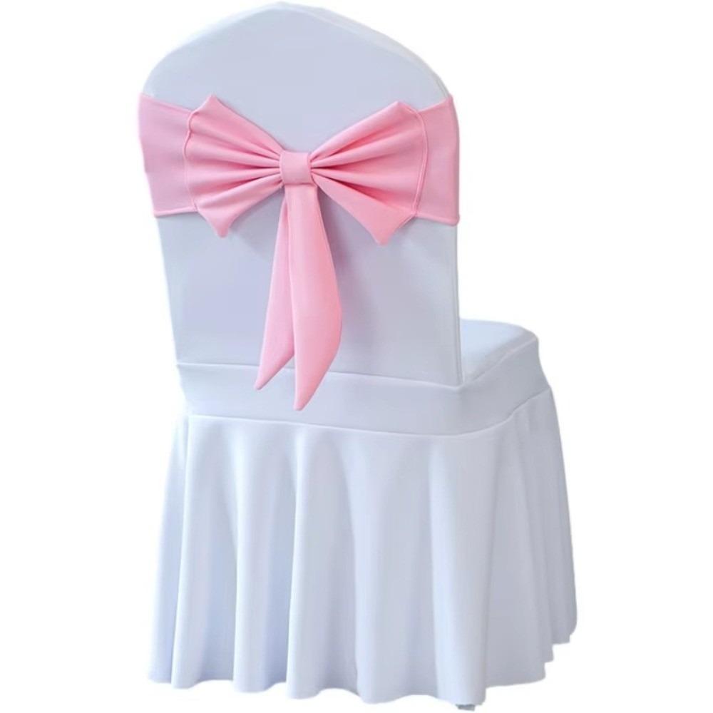 Ready Made Chair Bands Solid Color Satin Ribbon Bows  Wedding Banquet Events Decoration