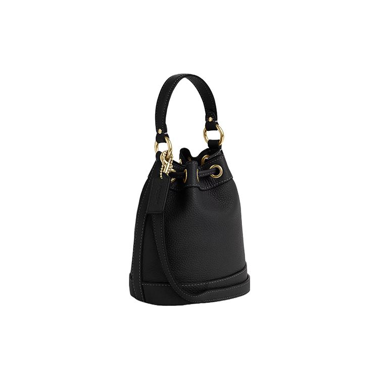 Coach Сумка-ведро с кулиской и логотипом Dempsey из 15 букв Женские сумки Черный CN683-IMBLK