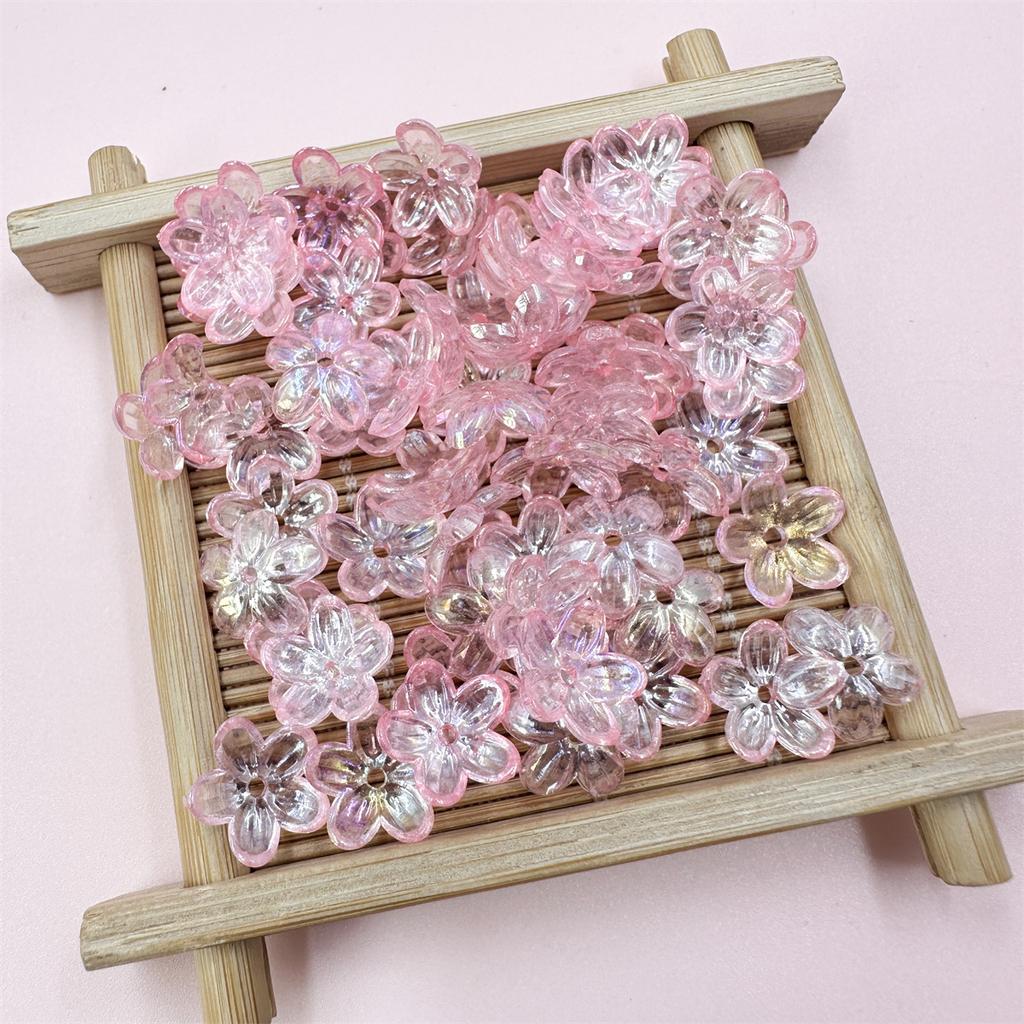 100 шт., прозрачные, около 12 мм, свободные бусины, материал ручной работы, пятилепестковый цветок, акриловое покрытие, цветной пластик, ювелирные аксессуары, цветочек