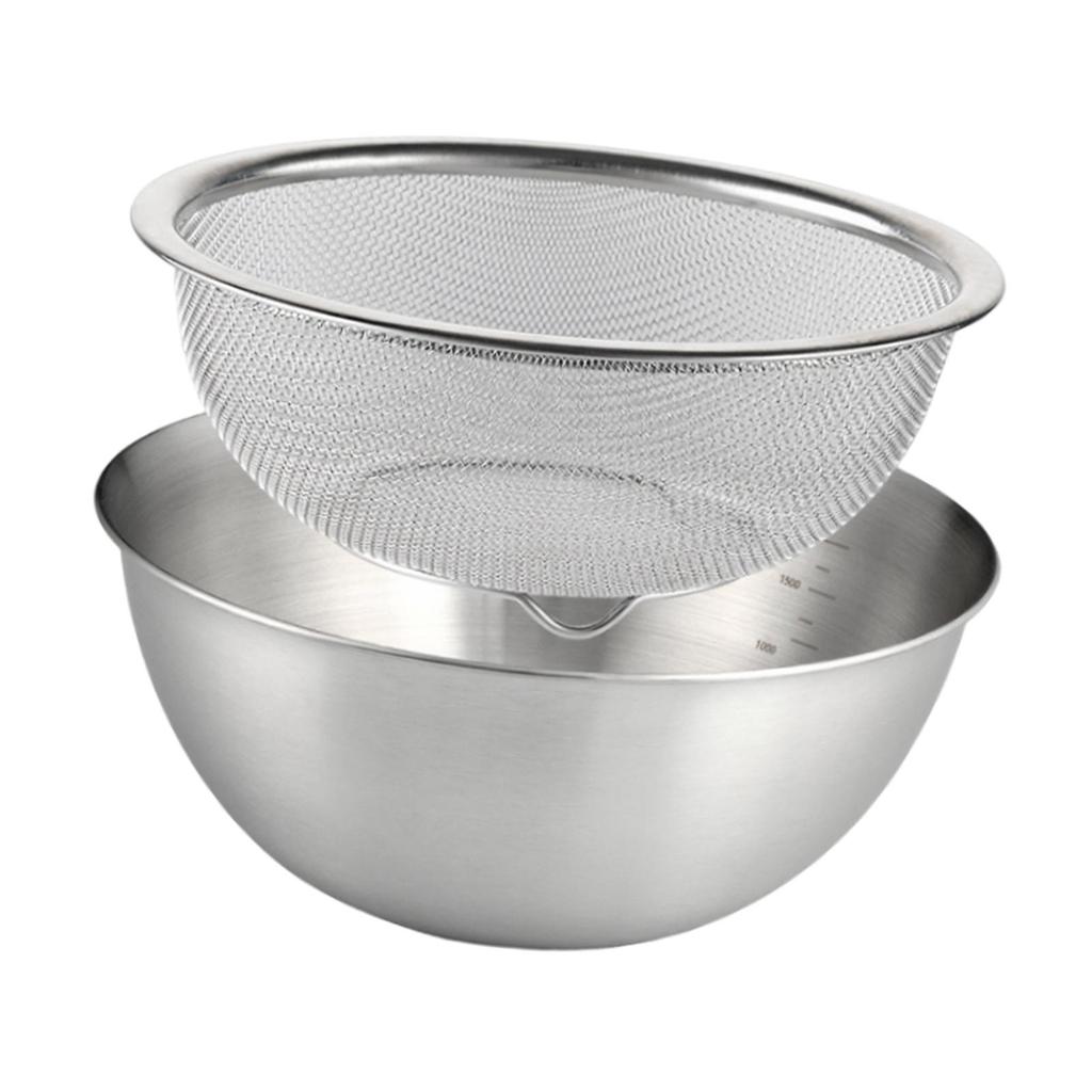 304 Stainless Steel Microporous Colander with Mixing Bowl for Washing Vegetables, Fruit and Rice and for Draining Cooked Pasta