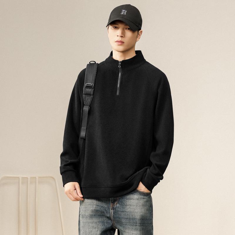 Men's Retro Half-Zip Hoodie: Trendy, Loose-Fit Stand Collar Pullover
