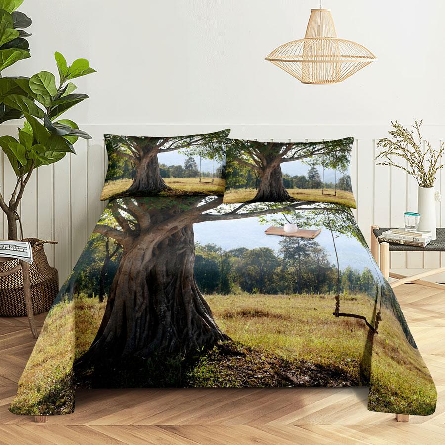 Comforter Scene Bed Sheet And Bedding Linens Queen King Double Size 220X240 Trees For Bedroom Soft Twin Full Single