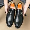 New Black Loafers for Men Brown  Buckle Strap Solid  Round Toe Pu Leather  Men Shoes  Size 38-46 Men Dress Shoes