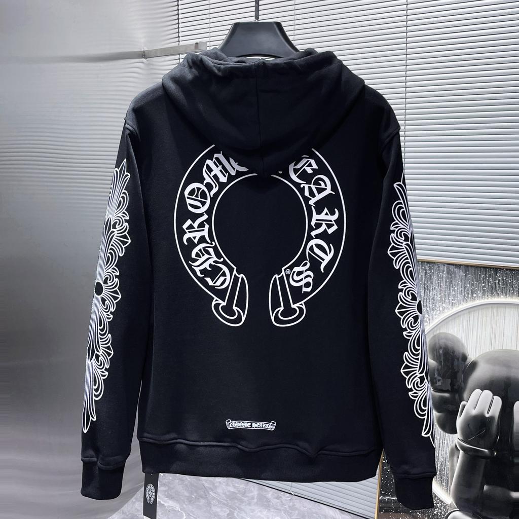 8310 CHROME HEARTS 2025 New Spring and Autumn Plus-size Thin Style Classic Style Logo Zipper Hooded Sweatshirt for Couples