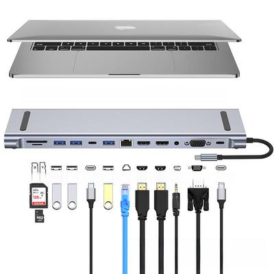 Концентратор USB-C MST 12-в-1 Dual HD для ноутбуков: Многоэкранный дисплей и док-станция расширения
