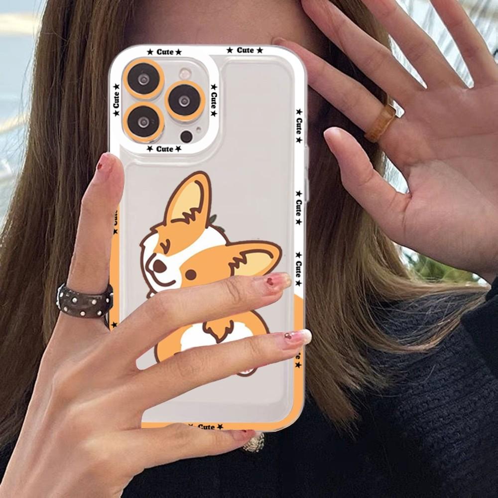 Милый мультяшный корги чехол для телефона iPhone 15 14 13 12 11 Pro Max XS X XR Mini Защитная крышка