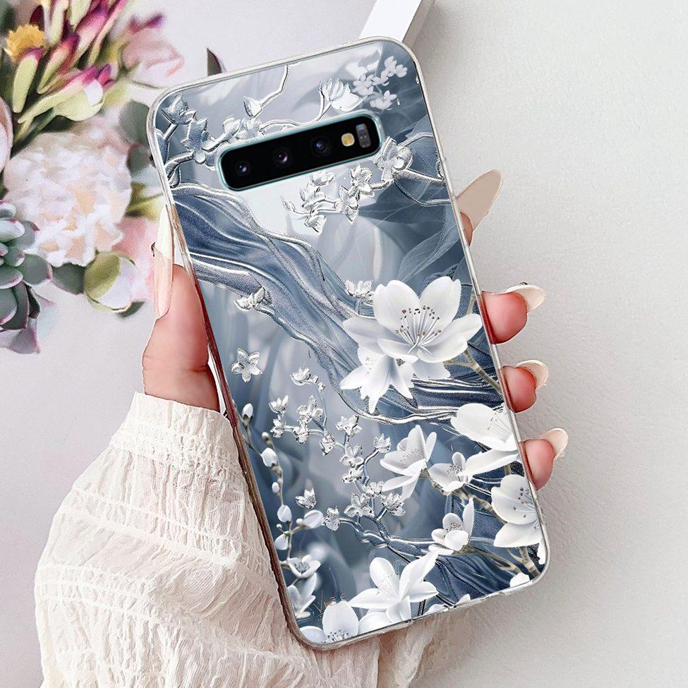 Чехол для Samsung S10 Plus SM-G975F Милый Кавайный Модный Цветочный Роскошный Крутой Расписной Мягкий Чехол для Телефона Samsung Galaxy S10+