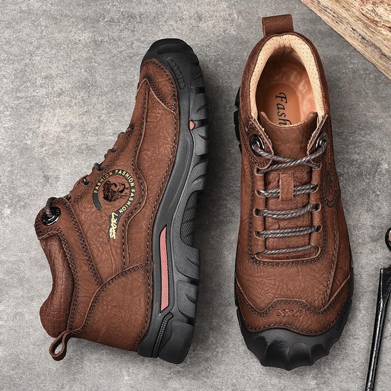 Осенние/зимние кожаные ботинкиМужские походные ботинки с высоким верхом из плюшевой кожи и хлопка для активного отдыха, большой размер 39-46