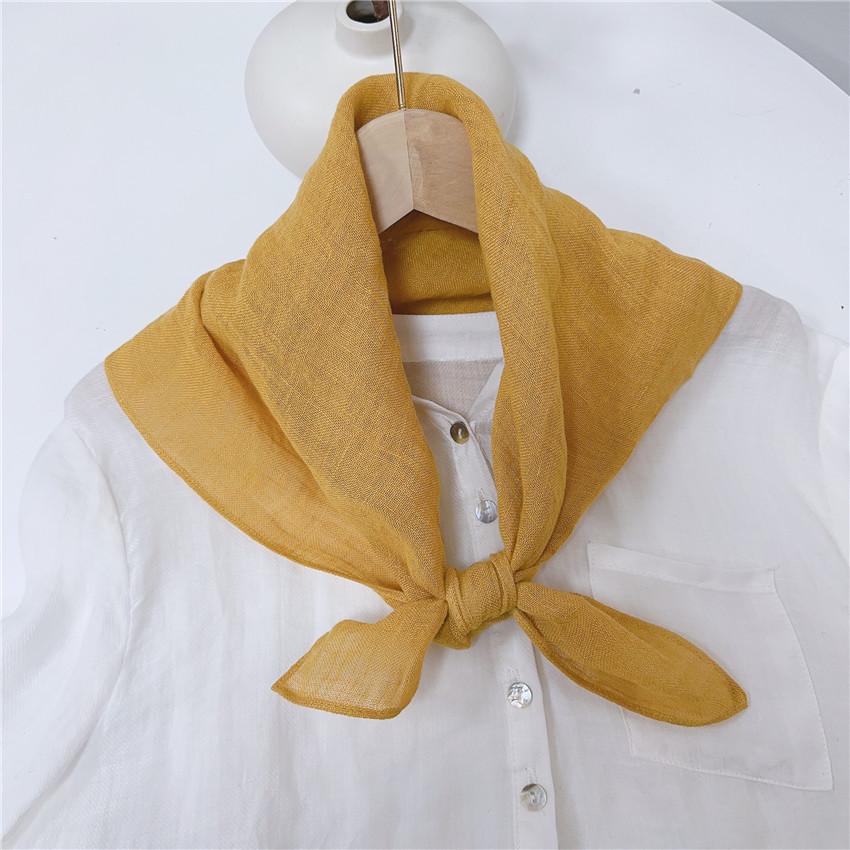 Clearance Welfare Retro Linen Square Scarf Literary And Versatile Women'S Summer Neck Protection Cotton And Linen Small Silk Scarf Scarf Printed Model