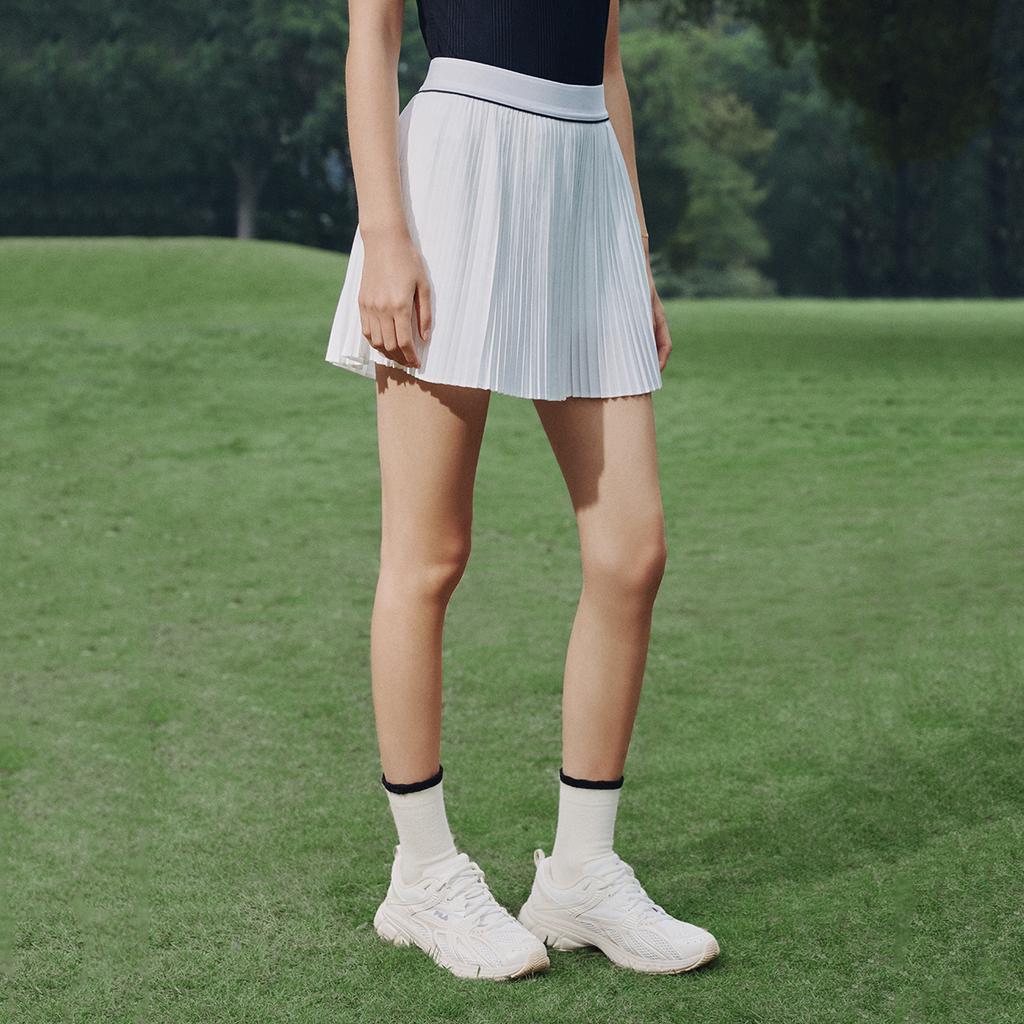 Fila Теннисная мода Простая Классическая Плиссированная Спортивная Плетеная Теннисная Юбка Женские юбки Облачно-белый A11W623337FWT