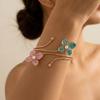 Bohemian Open Arm Bangle Drip Oil Armband Exquisite Flower Bracelet  Hand Jewelry