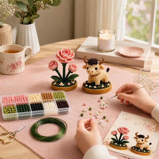 12 Zodiac Signs Bead Craft Kit DIY Beaded Garden Kit 3d Beaded Astrology Flower Kit