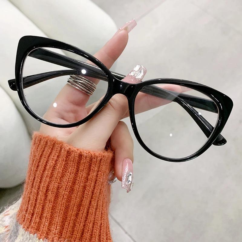 Glasses Women Retro Anti-Blue Light Cat Eye Frame Glasses Vintage Computer Eye Production Eyeglasses Classic Plain Spectacles