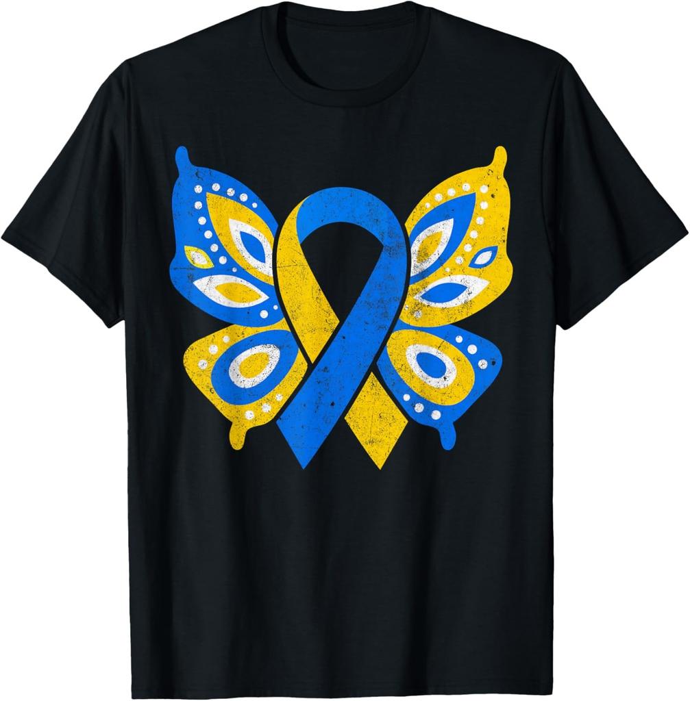 Down Syndrome Awareness Novelty Butterfly Kids Boys Girls T-Shirt