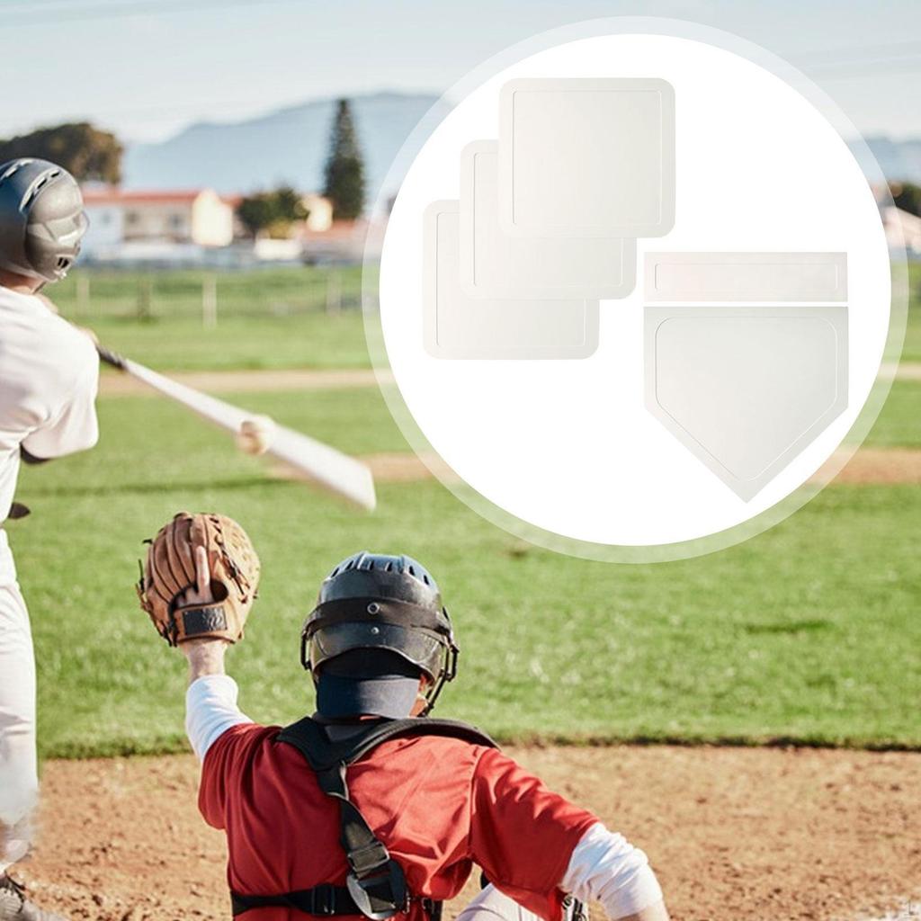 Baseball Softball Base Set Throw Down Rubber Bases Home Plate Pitcher Mound Portable Practice