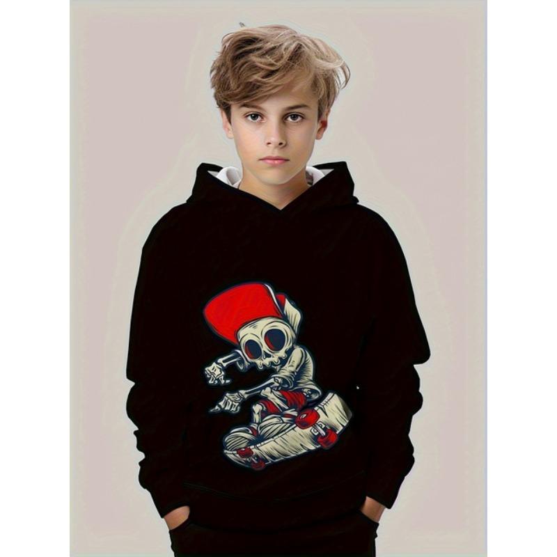 Boys' Halloween Pumpkin 3D Print Hoodie Outdoor Sportswear with Pockets Long Sleeve Spring Autumn Outdoor Pullover Childs Tops