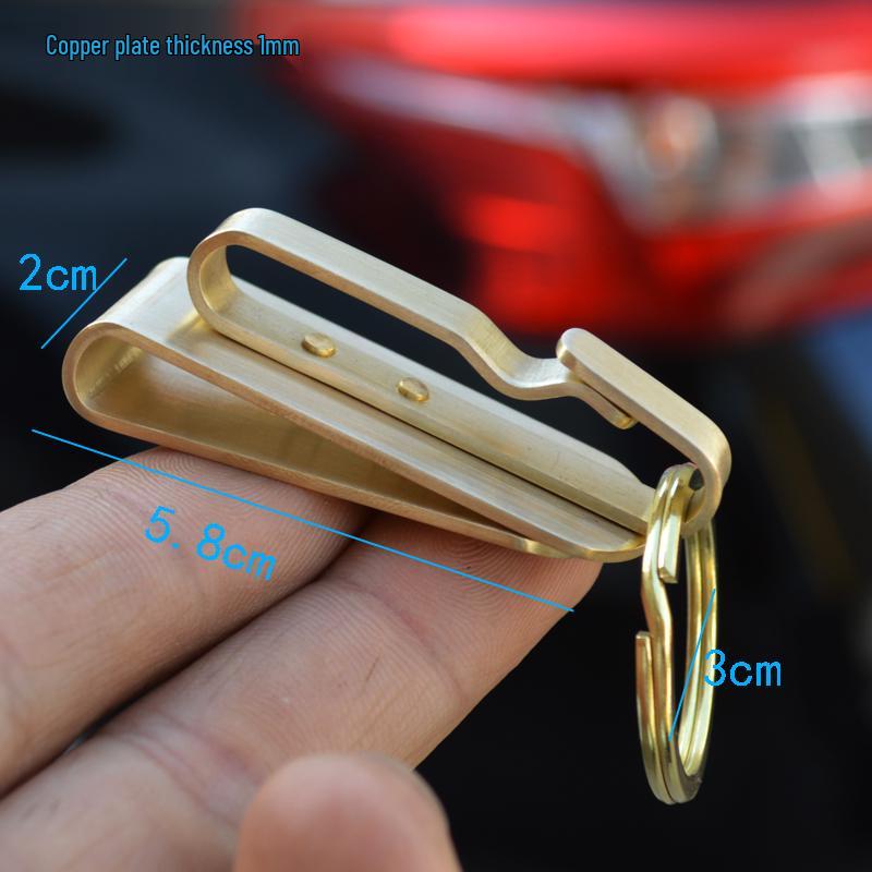 Ретро брелок из латуни и меди с подвеской на пояс и кольцом-пряжкой