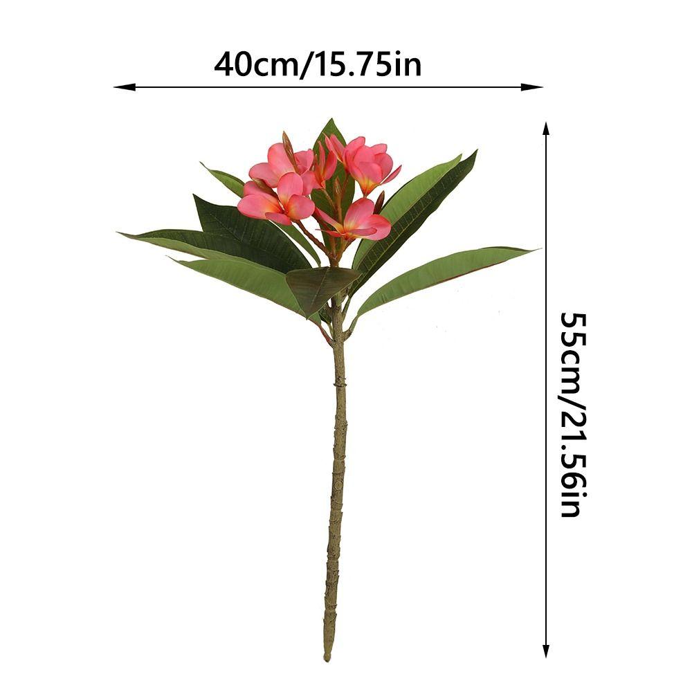 Real Touch Artificial Plumeria Flowers DIY with Green Leaves Simulation Frangipani Branch Multicolor Photo Props