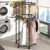 Hexagonal Rotating Indoor Clothes Drying Rack - Multi-Functional & Movable Floor-Standing Shelf