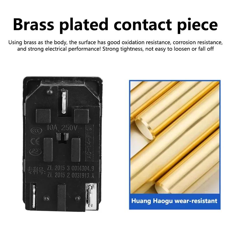 5Pcs 250V AC Socket Red LED 10A Fuse Electrical Rocker Switch Male Plug Female Socket Connector