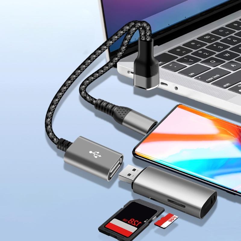 Угловой разветвитель Type-C Зарядный кабель 25 см Два порта USB Быстрая зарядка 66 Вт Нейлоновая оплетка Для телефона Аксессуары для ноутбука