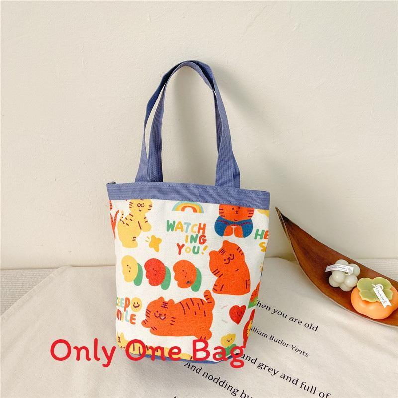 Canvas Childrens Bag With Cartoon Tiger Pattern And Single Shoulder Strap For School