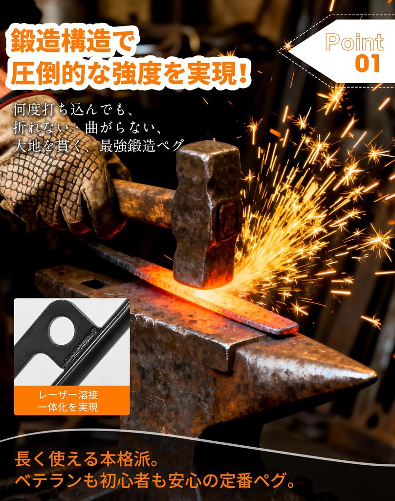 MOON LENCE Set of 6 Each and 12 Tent Tent Guy Pitching for Hard and Includes Dedicated Storage Bag Pegs, (20cm, 25cm, 30cm) + Ropes, Forged,