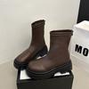 Черные ретро ботинки Мартин на толстом каблуке и толстой подошве в британском стиле женские 2025 новые осенне-зимние увеличивающие рост короткие тонкие ботинки