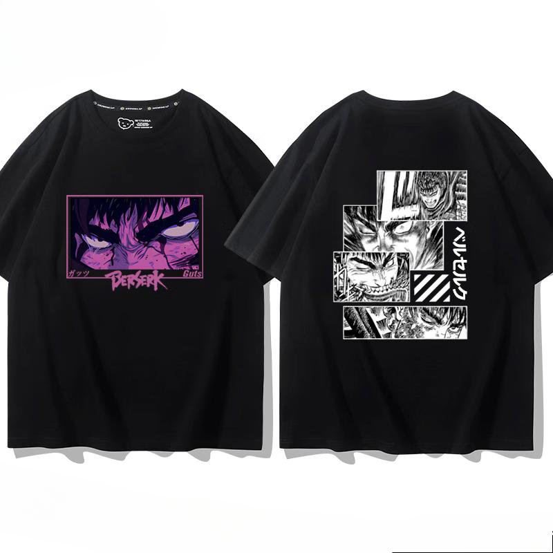 Футболка из 100% хлопка с фирменным принтом воинов аниме Berserk Guts летняя мужская повседневная уличная одежда с короткими рукавами