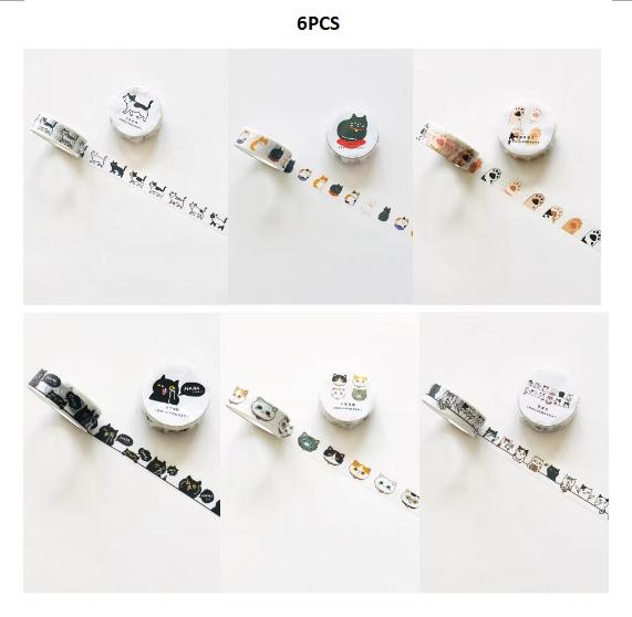 Washi Tapes Cartoon Cat Masking Tape Washi Stickers Scrapbooking Adhesive DIY Decorative Stationery School Supplies