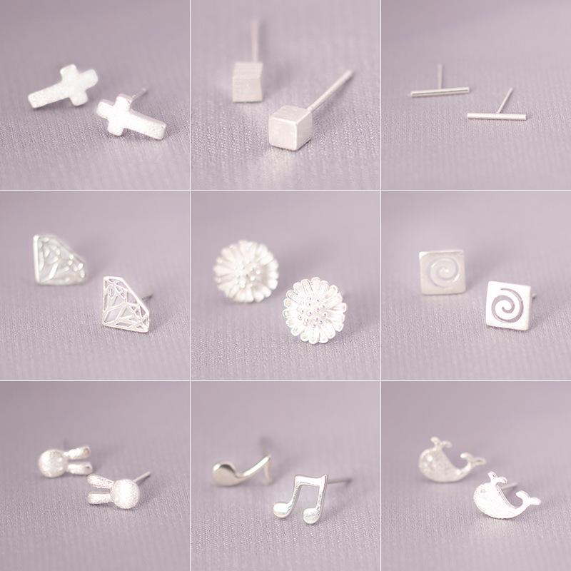 Korean Style S925 Silver Needle Stud Earrings for Women – Minimalist & Personality Design