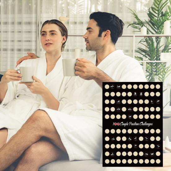 Плакат «100 парных поз» для скретч-карты на свидание ко Дню святого Валентина для взрослых, подарок на годовщину парню или девушке