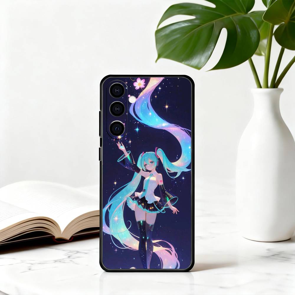 Аниме милый M-MIKU Чехол для телефона для Samsung Galaxy A73, A72, A71, A70, A53, A52, A51, Другие Мягкий черный чехол