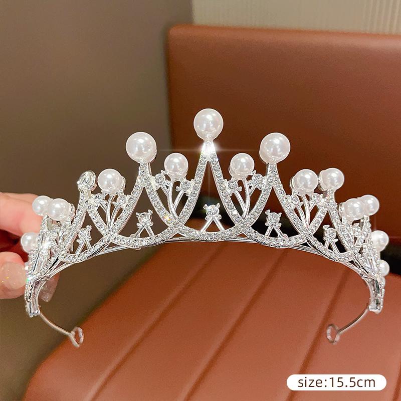 DIEZI Женская Серебристая Корона Головной Убор Корейская Хрустальная Диадема Модная Корона со Стразами для Дня Рождения Аксессуары для Волос