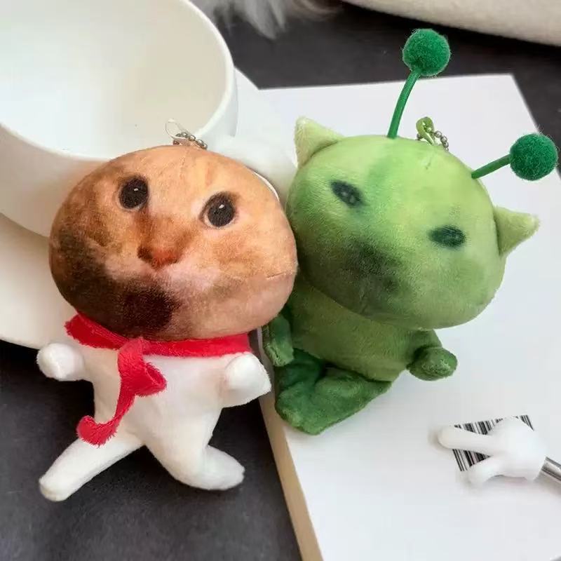 Зеленый Инопланетный Кот Специальные Эффекты Плюшевая Кукла Кукла Кошка Брелок для Ключей Кошка Тряпичная Кукла Смешная Креативная Изменяемая Стиль