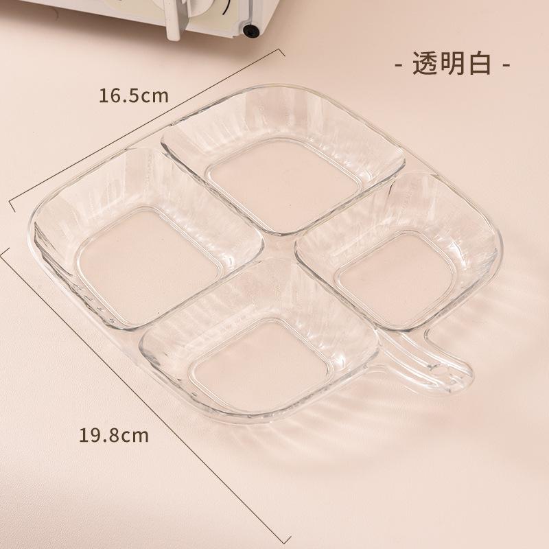 4-Compartment Serving Tray with Handle Kitchen Storage Plate Portable Snack Fruit Tray Multifunctional Kids Plate Hanging Home Use