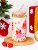 500ml Christmas Glass Cup Xmas Tree High Borosilicate Drinking Glass With Lid&Straw,Brush Juice Coffee Cup Christmas Gifts