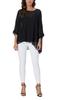 Sara Rose Chiffon Loose Summer Blouse with Sleeves Black Polka Women's Tunic, See-Through 3/4 (Free, Dots)