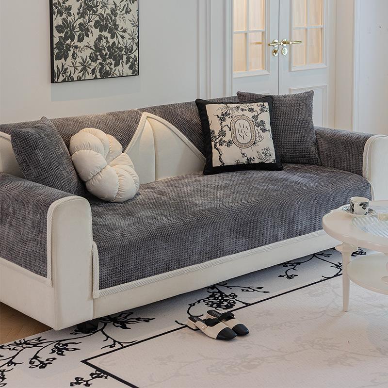 Кожаный диван, специальная подушка для дивана, универсальная нескользящая подушка на четыре сезона, простой современный однотонный чехол для дивана в скандинавском стиле, тканевый чехол