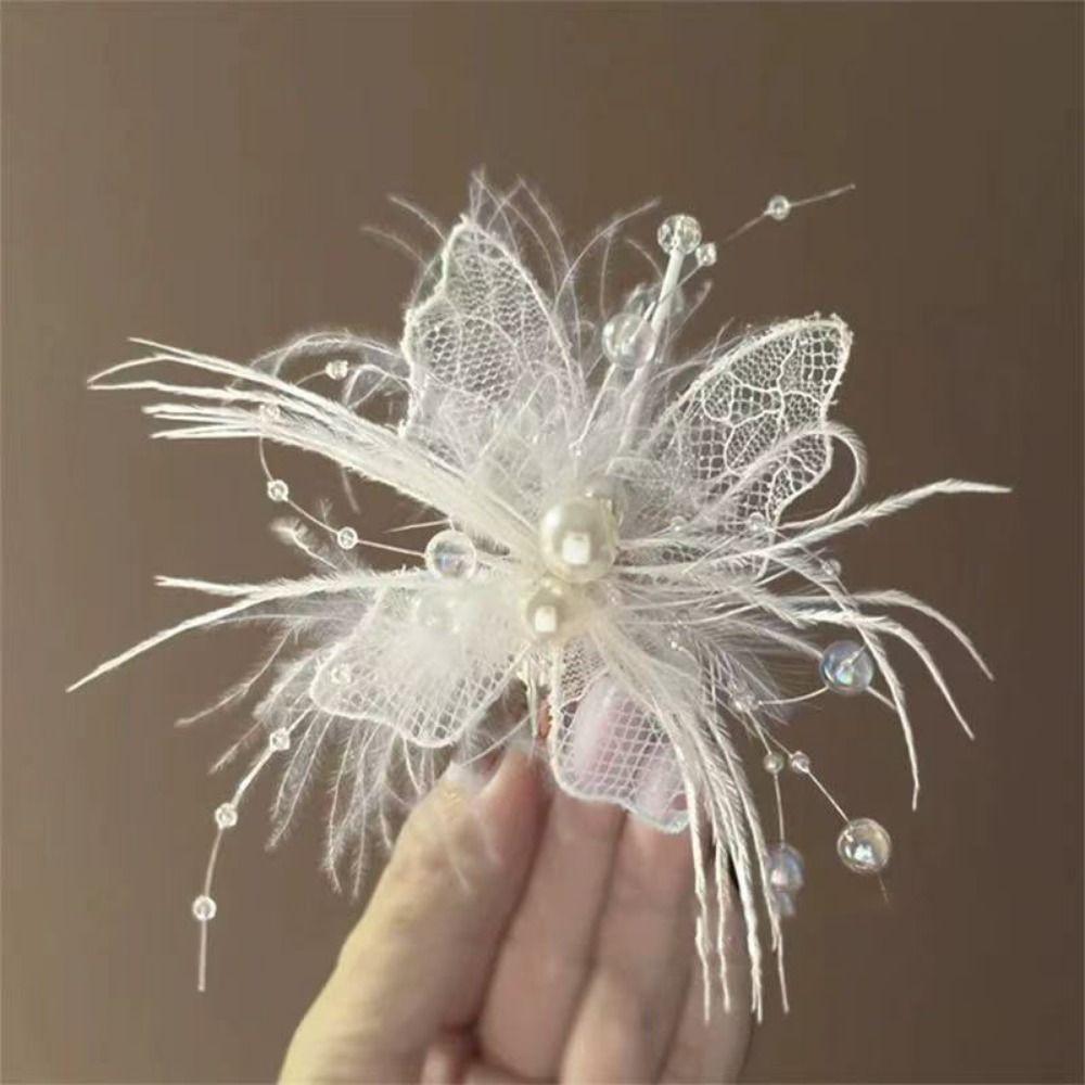 Pearl Feather Hair Clip Side Clip Styling Hairpin New Duckbill Clip  Women