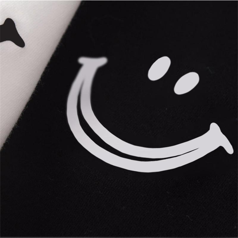 Women Spring Summer Solid Color Short Sleeve T-shirt O-Neck Loose Blouses Smile Pullover Top M-XXL