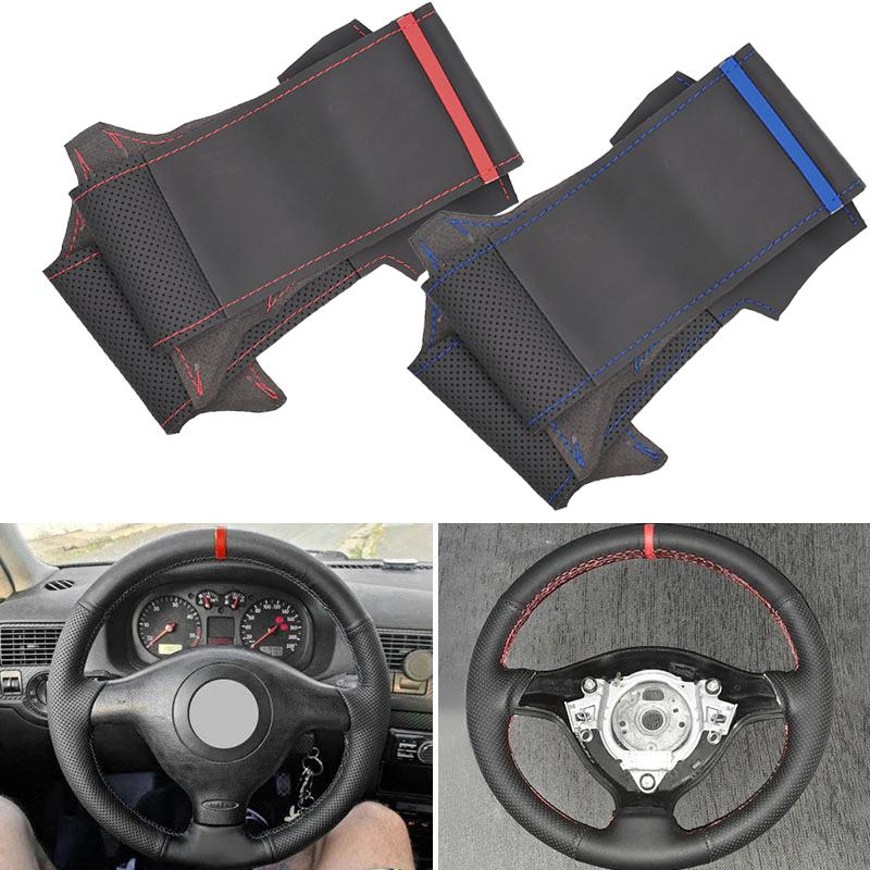 Car Styling Steering Wheel Cover Leather Trim For VW Golf 4 MK4 1998 1999 2000 2001 2002 2003 2004 Passat B5 1996 1997- 2005