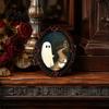 Crow And Ghost Wall Decor Halloween Wooden Refrigerator Magnet, Vintage Gothic Fridge Magnets, Oval Frame Decorative Waterproof Magnetic Art