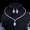 Versatile European & American Trendy Jewelry: AAA Zircon Earrings & Necklace Set for Wedding Dress Accessories