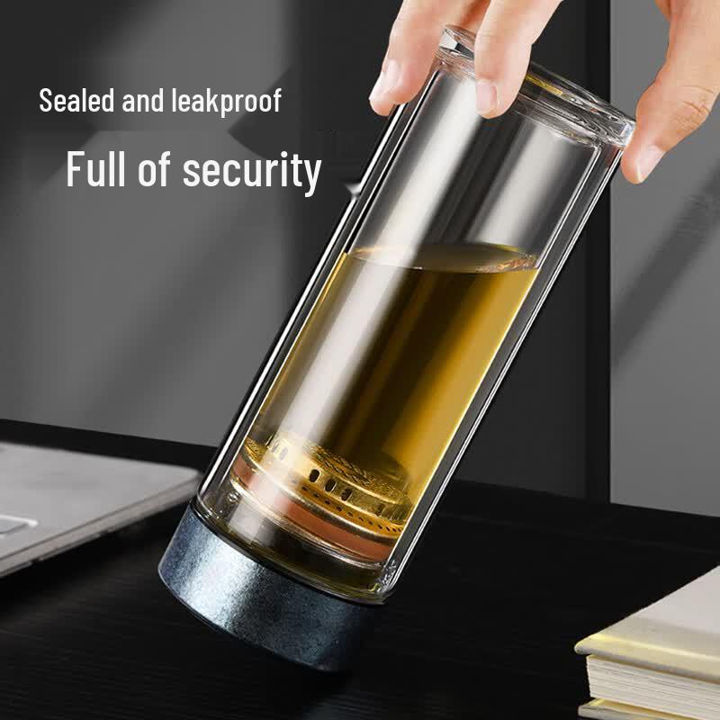 QUANGE Insulated Borosilicate Glass Tea Infuser Mug