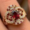 Luxury European and American Fashion Luxury Classic Diamond-encrusted Wedding Lady Ring, Gold-plated Ruby Jewelry Full of Diamonds